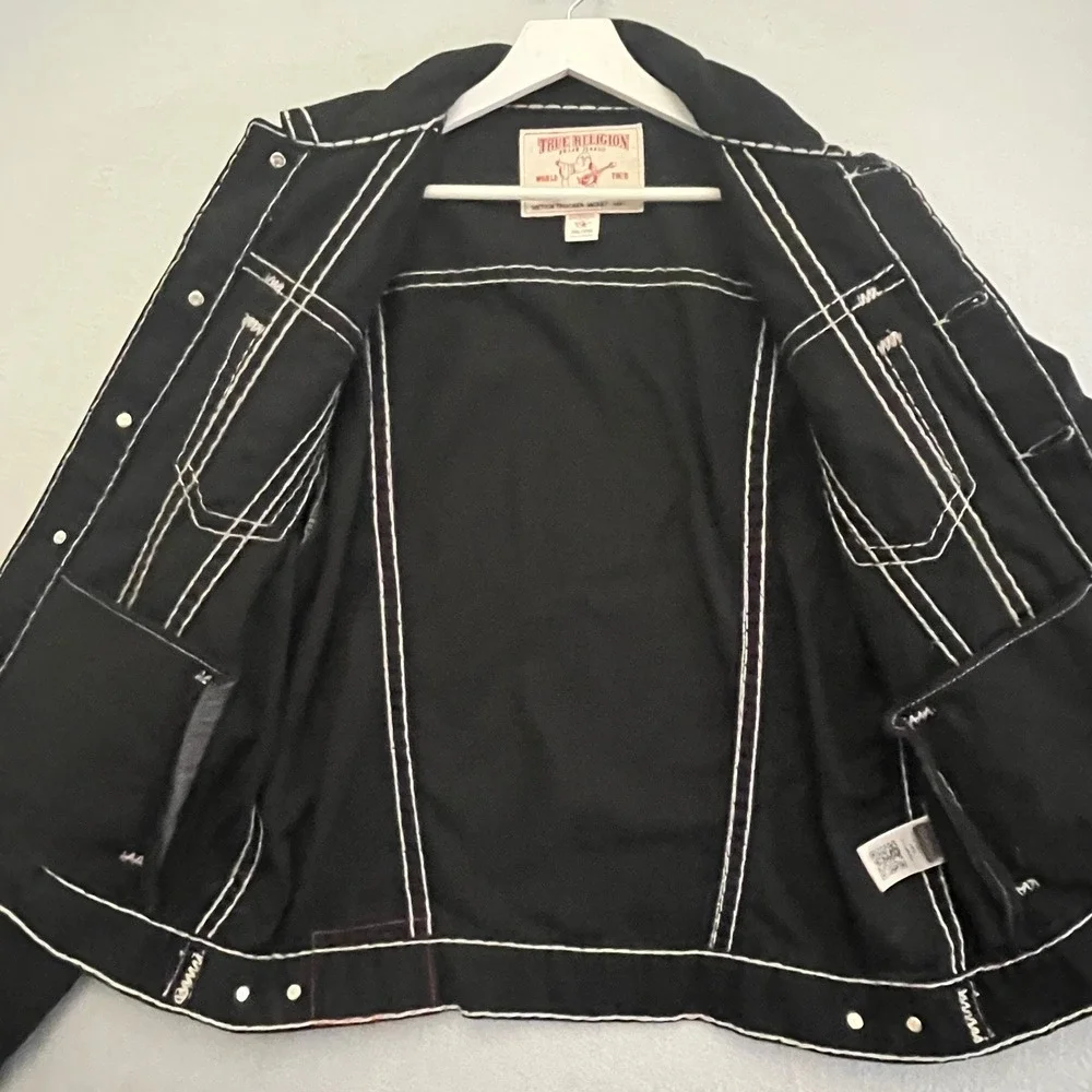 True Religion Trucker Jacket 2XL NWT Black Super T World Tour Deadstock Denim